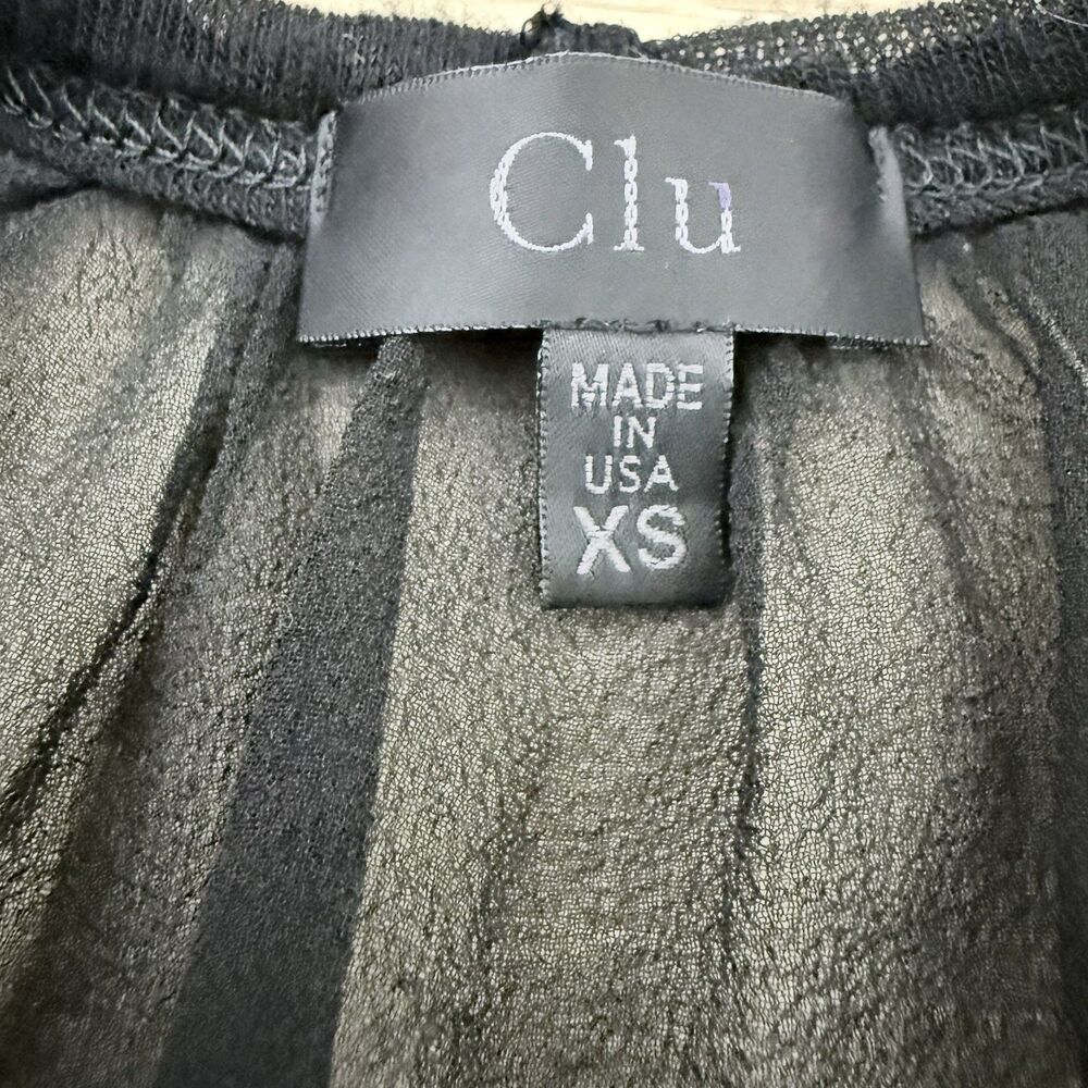 Clu Black Silk Chiffon Back Peplum Cardigan Top XS Sheer Ruffle Layered Metallic - Picture 4 of 16